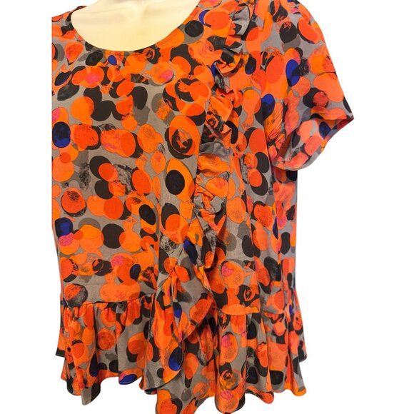 HD In Paris Anthropologie 100% Silk Blouse US 2 UK 06 Ruffle Peplum Polka Dot - Picture 2 of 8